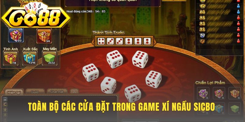 Toàn bộ cửa đặt trong game xí ngầu từ 1:1 đến 180:1